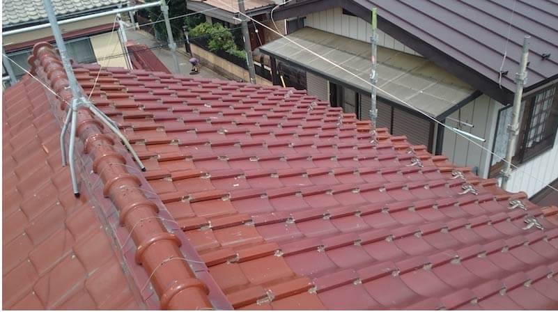 松戸市の屋根葺き替え工事の施工事例の施工前の様子