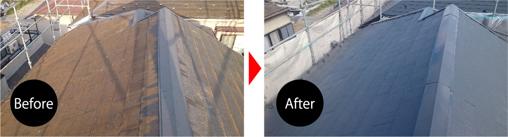 船橋市の屋根塗装工事のビフォーアフター