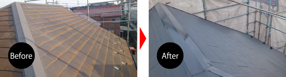 千葉市の屋根塗装のビフォーアフター