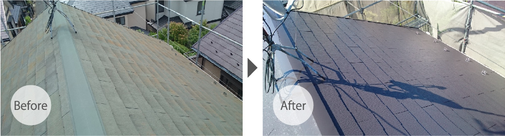 松戸市の屋根塗装工事のビフォーアフター