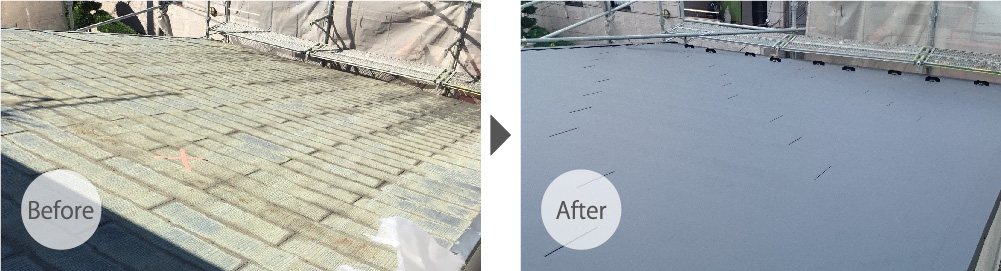 江戸川区の屋根カバー工法リフォームのビフォーアフター