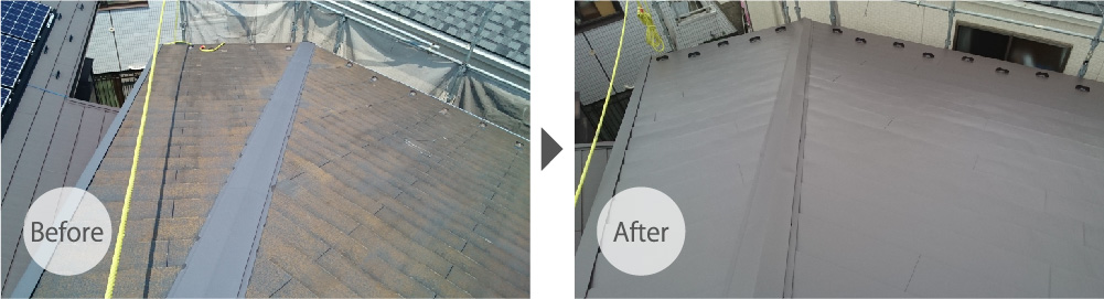 東京都北区の屋根カバー工法リフォームのビフォーアフター