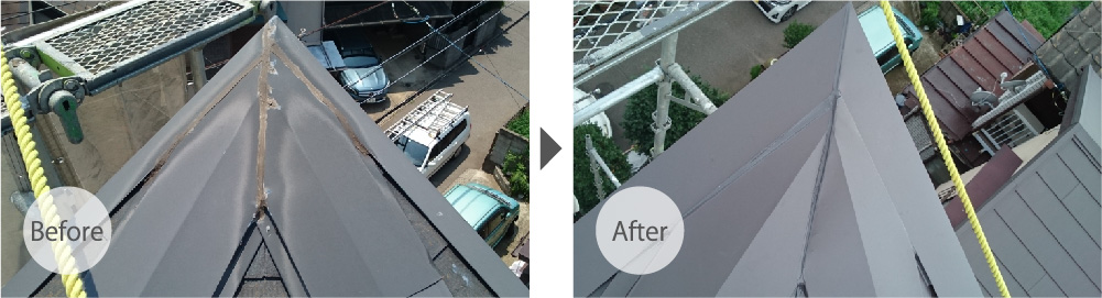 東京都北区の屋根カバー工法リフォームのビフォーアフター