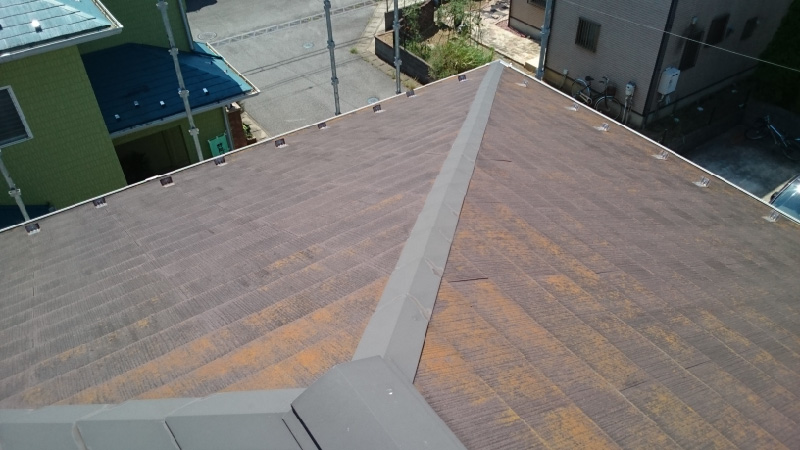 江戸川区の屋根塗装の施工前の様子