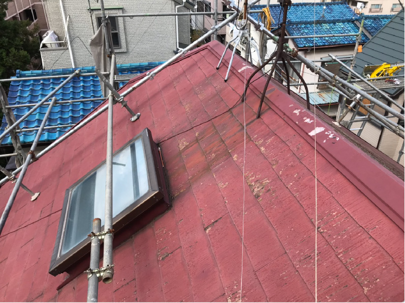 印西市の屋根リフォームの施工前の様子