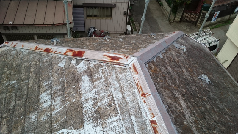 四街道市の屋根カバー工法リフォームの施工前の様子