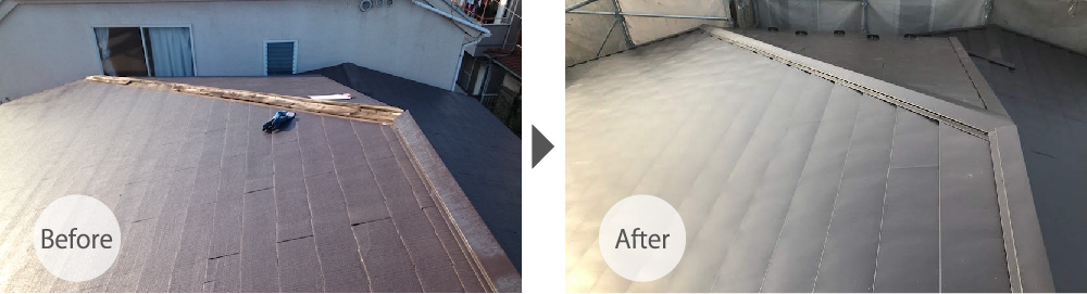 千葉市緑区の屋根カバー工法のビフォーアフター