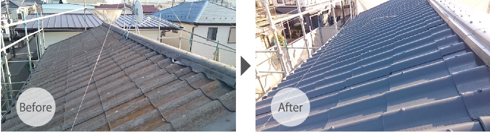 墨田区の屋根塗装工事のビフォーアフター