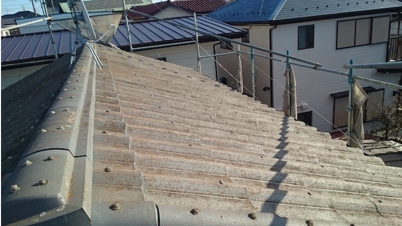 墨田区の屋根塗装工事の施工前の様子