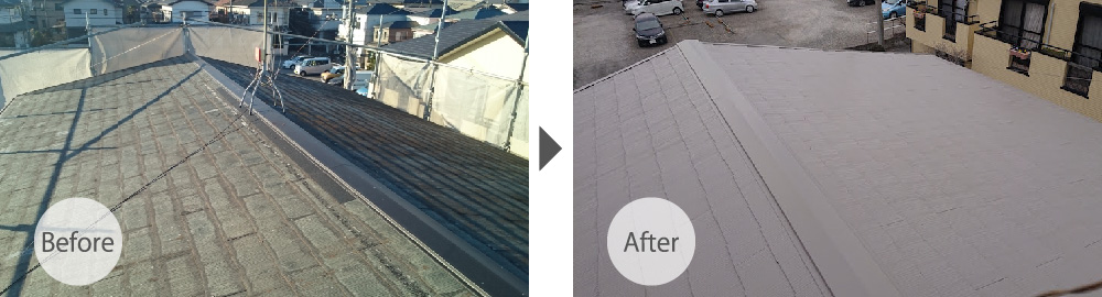 船橋市の屋根塗装工事のビフォーアフター