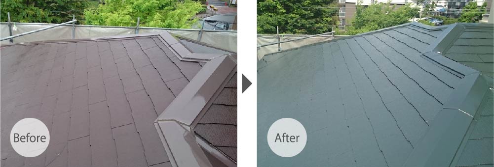 相模原市の屋根塗装のビフォーアフター