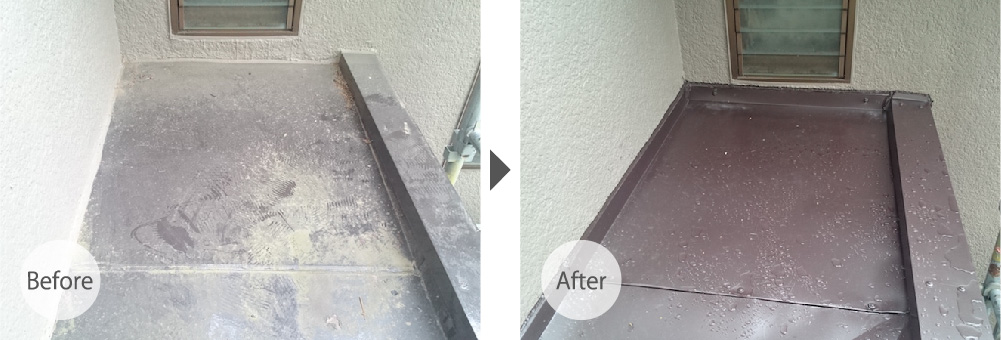 千葉県柏市の玄関屋根のカバー工法のビフォーアフター
