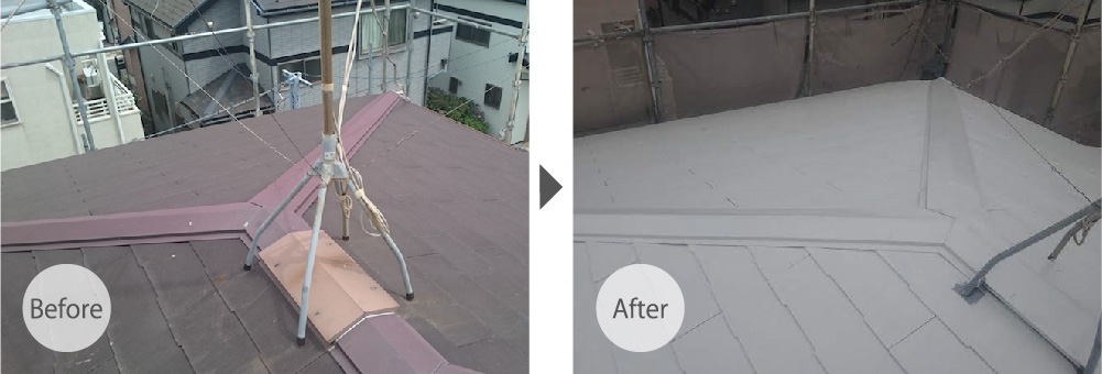 江戸川区の屋根塗装のビフォーアフター