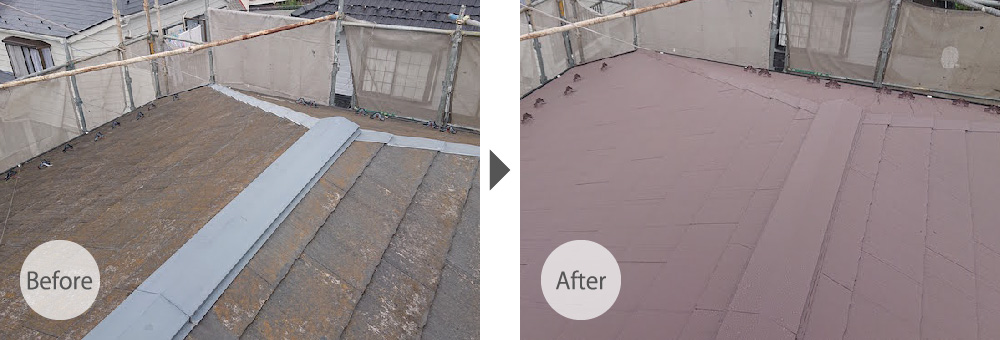 柏市の屋根塗装工事のビフォーアフター