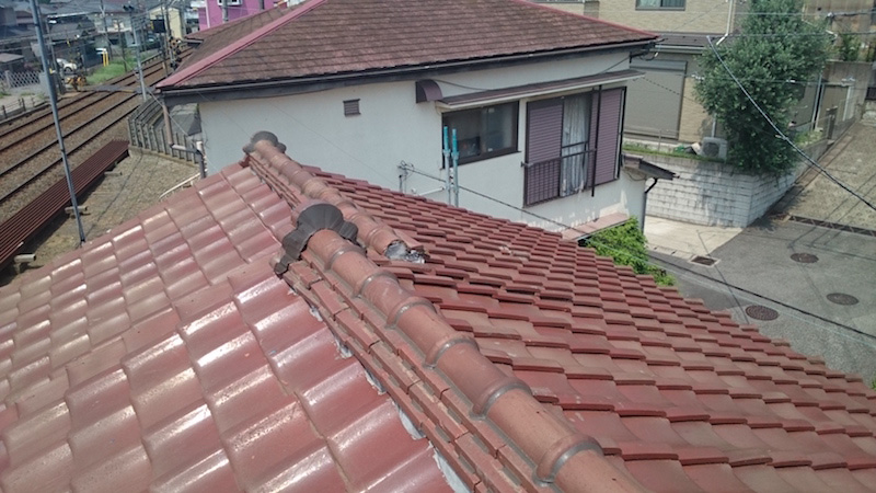 鎌ヶ谷市の屋根葺き替え工事の施工前の様子