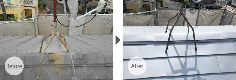 柏市の屋根カバー工法のビフォーアフター