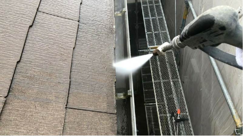 千葉県我孫子市の屋根塗装工事の高圧洗浄
