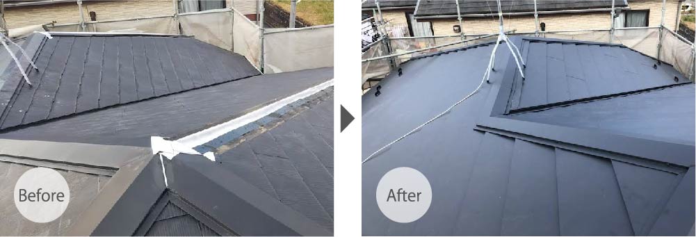 松戸市の屋根カバー工法リフォームのビフォーアフター