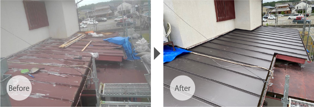 木更津市の屋根の葺き替え工事のビフォーアフーター
