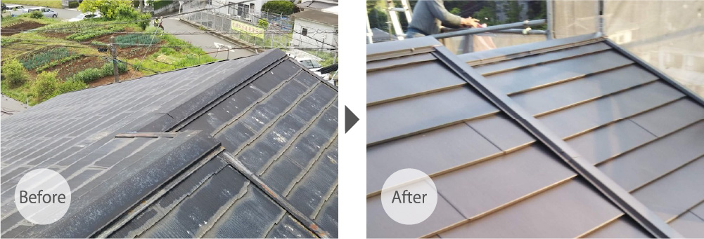 所沢市の屋根カバー工法のビフォーアフター