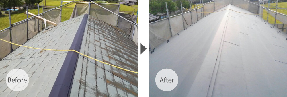 君津市の屋根カバー工法のビフォーアフター