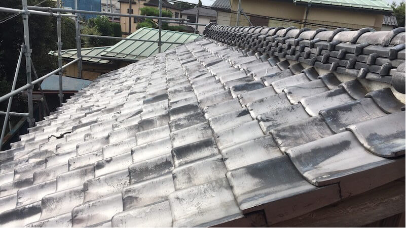野田市の屋根葺き替え工事の施工前の様子