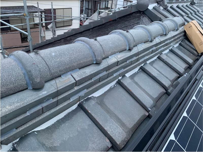 千葉市中央区の屋根修理の漆喰の施工後の様子