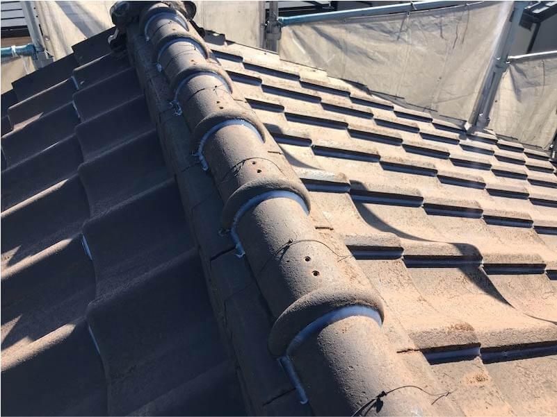 鎌ヶ谷市の屋根修理の瓦どめ工事の施工後の様子