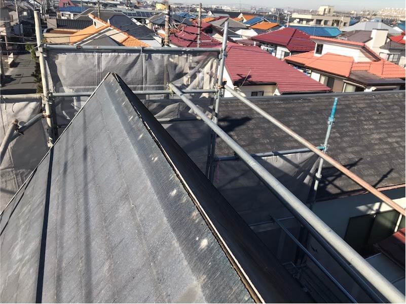 松戸市の屋根修理の棟板金の撤去