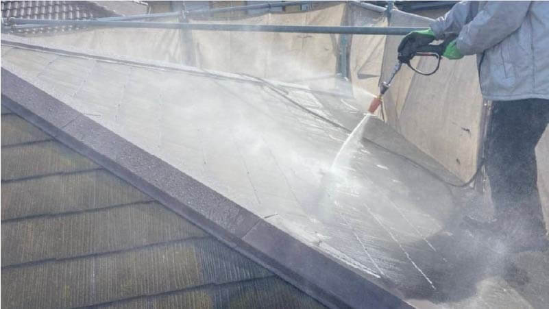 君津市のスレート屋根の高圧洗浄