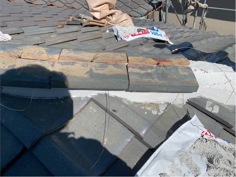 袖ケ浦市の屋根修理の棟の解体