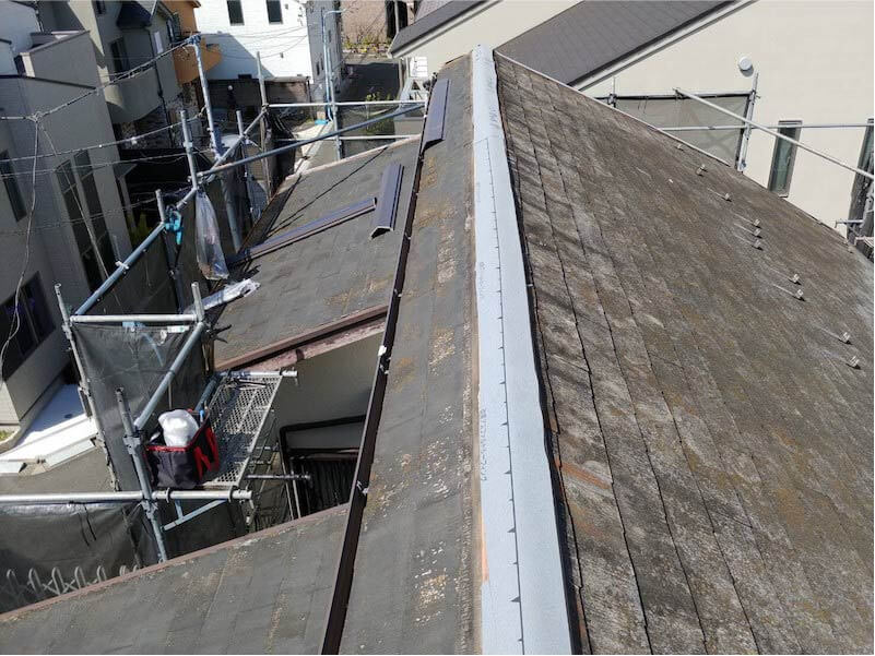 杉並区の屋根修理の防水シートの施工