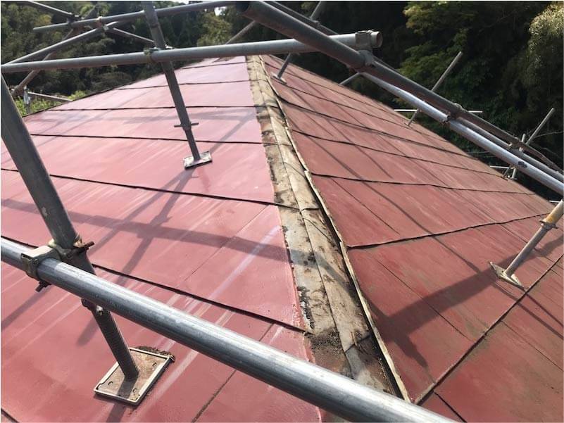 長南町の屋根リフォームの棟板金の撤去