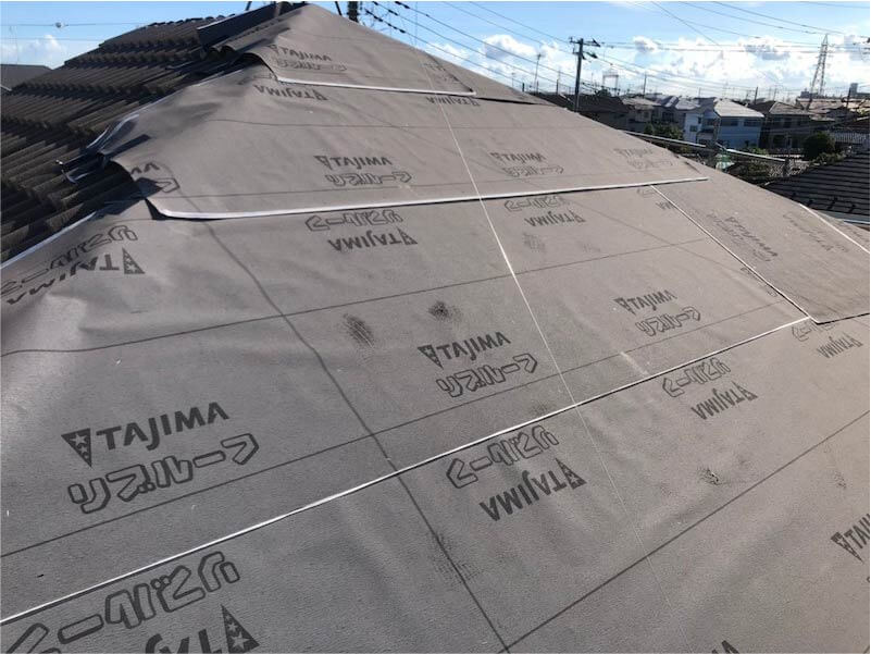 鎌ヶ谷市の屋根葺き替え工事の防水シート