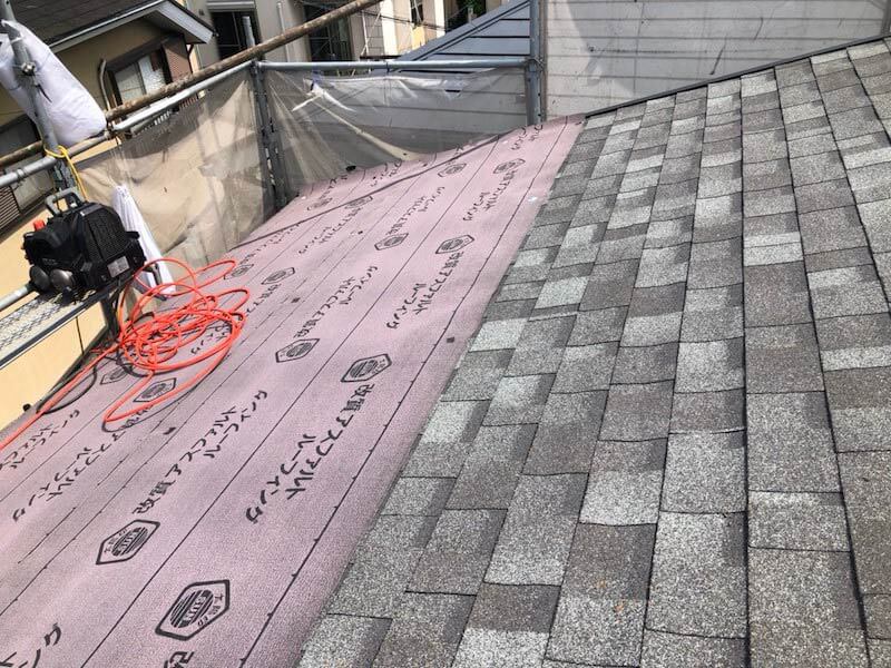 横浜市の屋根リフォームの防水シートの設置