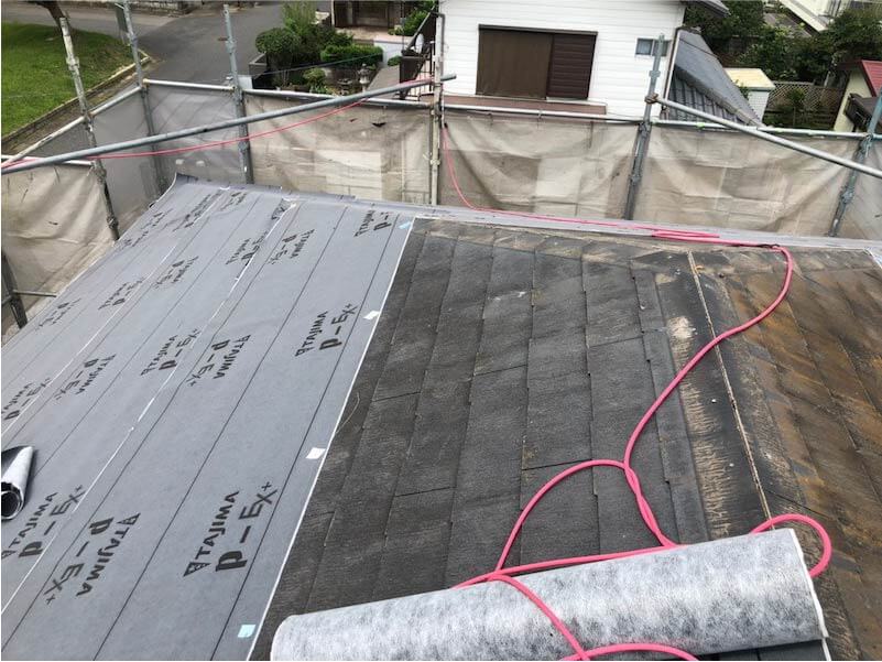市原市の屋根リフォームの防水シートの設置