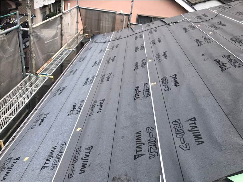 千葉県船橋市の屋根リフォームの防水シートの設置
