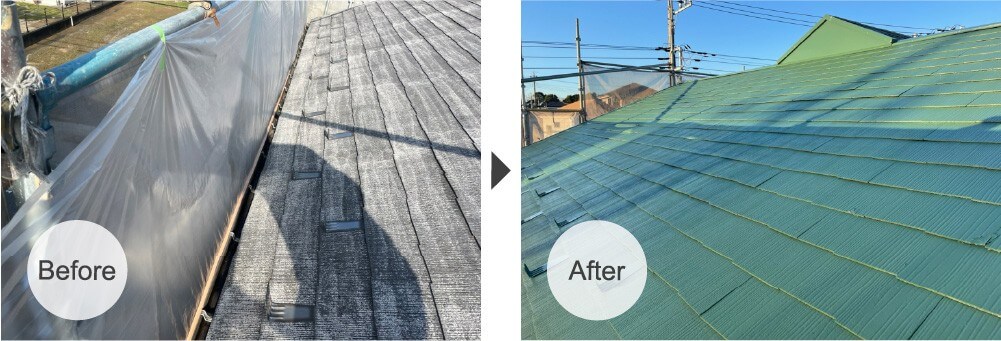 柏市の屋根塗装のビフォーアフター