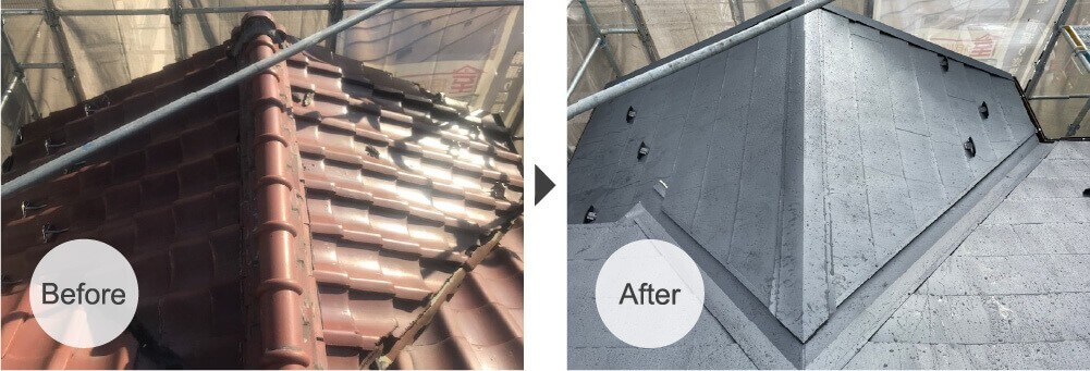 大田区の屋根葺き替え工事のビフォーアフター