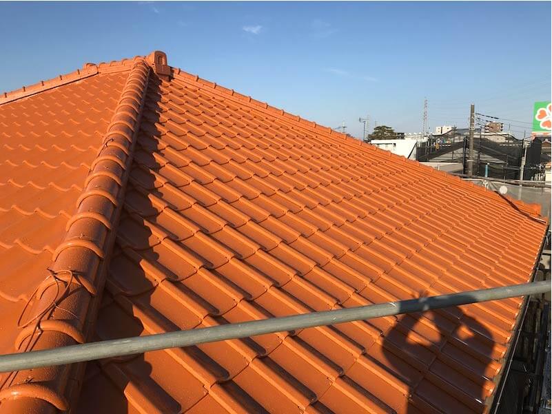 越谷市の屋根塗装の施工後の様子
