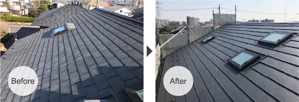 川崎市の屋根カバー工法のビフォーアフター