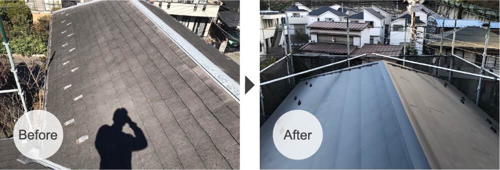 横浜市の屋根リフォームのビフォーアフター