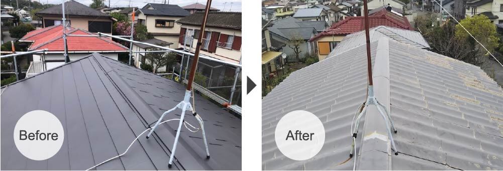 木更津市の屋根葺き替え工事のビフォーアフター