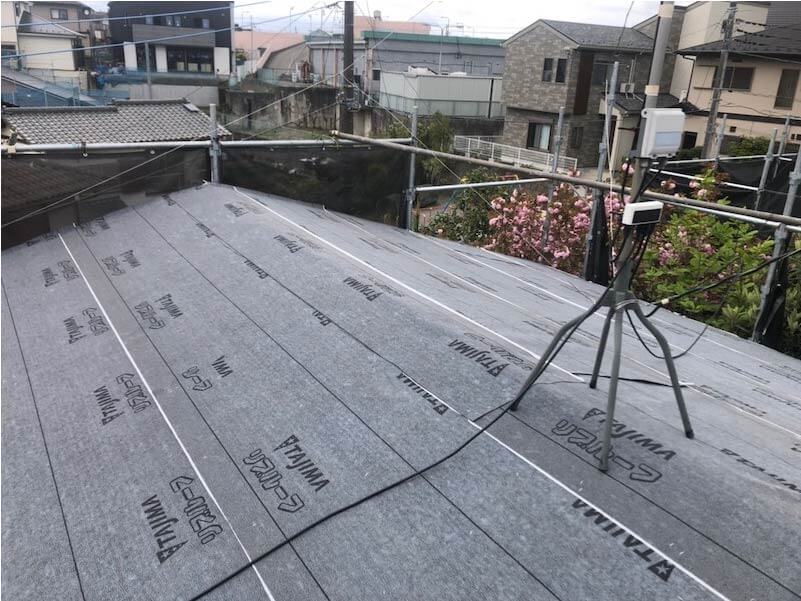 柏市の屋根リフォームの防水シートの設置