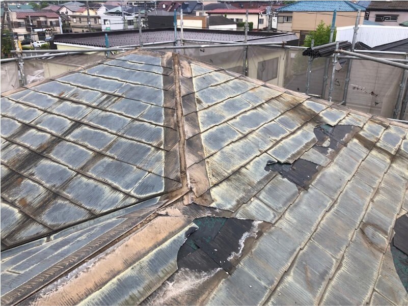 佐倉市の屋根リフォームの棟板金の撤去