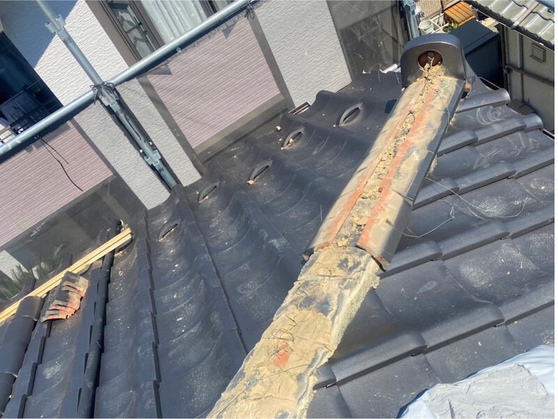 松戸市の屋根修理の棟の解体