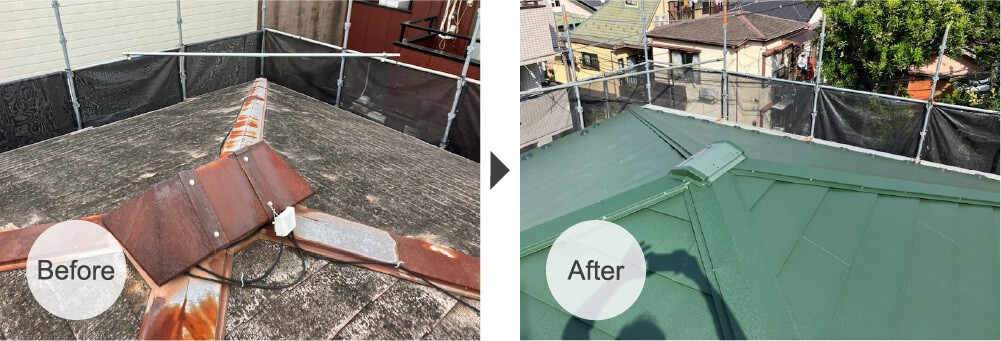 板橋区の屋根リフォームのビフォーアフター