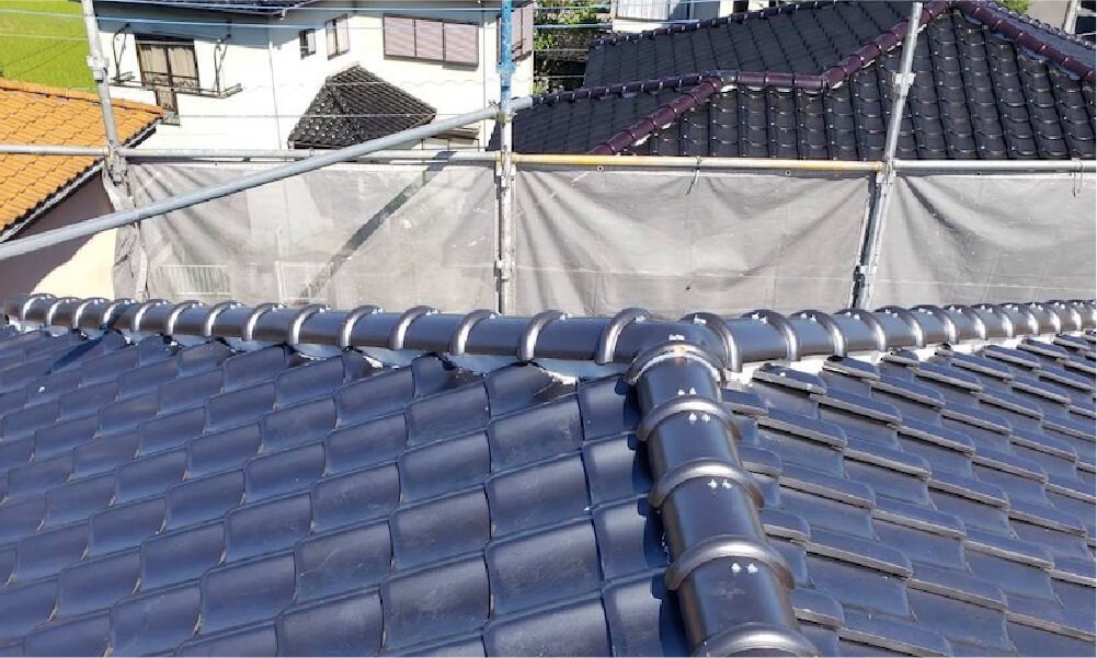 山武市の屋根の棟の取り直し工事の施工事例