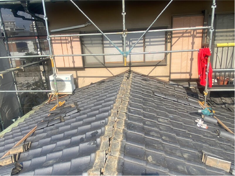 船橋市の屋根修理の棟の取り直し工事