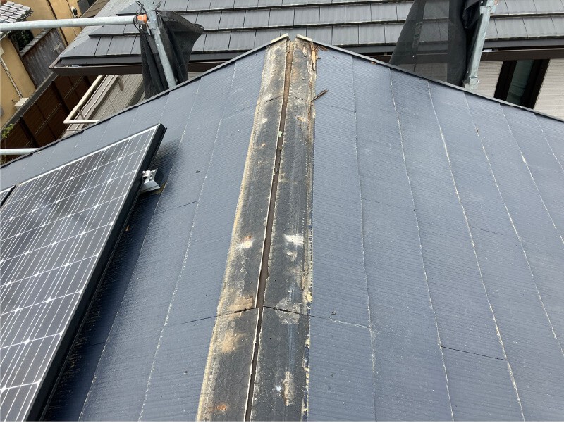 水戸市の屋根修理の棟板金の撤去